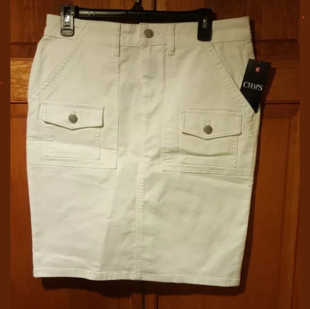 Chaps Beach View Jean Pencil Skirt